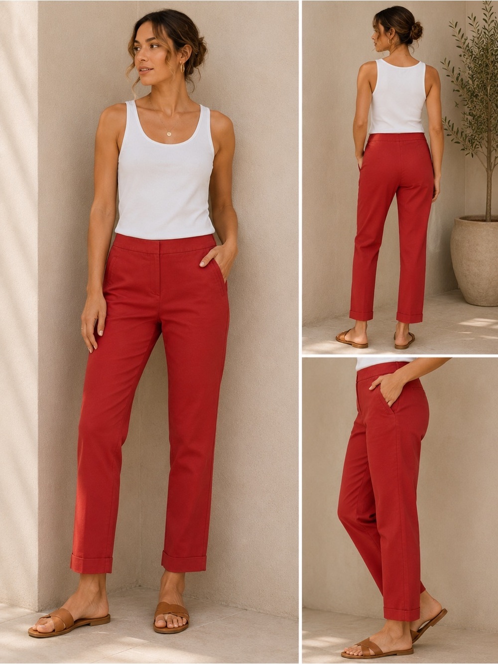 Chicos Women's Red Straight-Leg Pants
